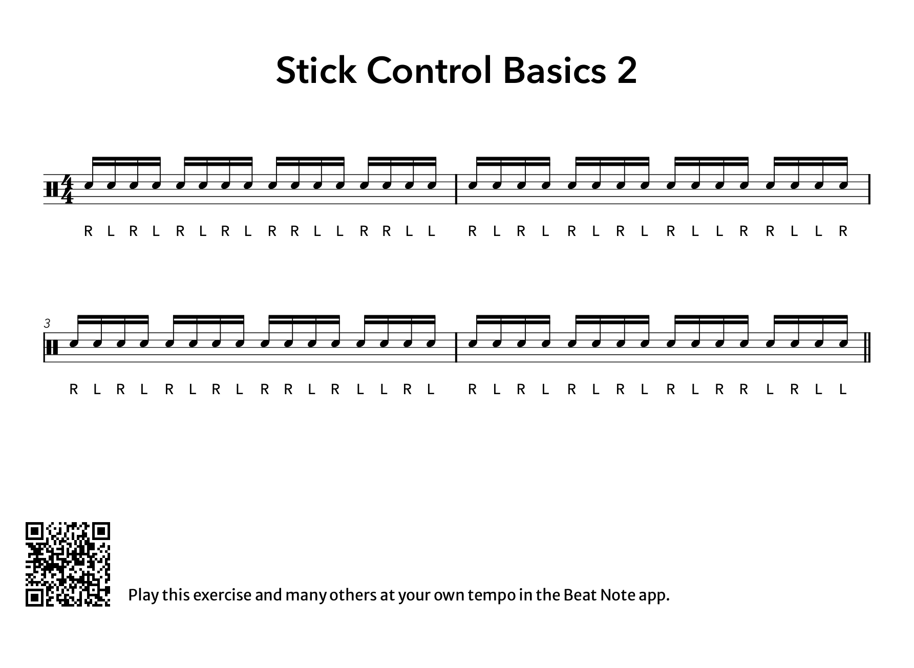 Stick Control Basics 2 - Drum Notation