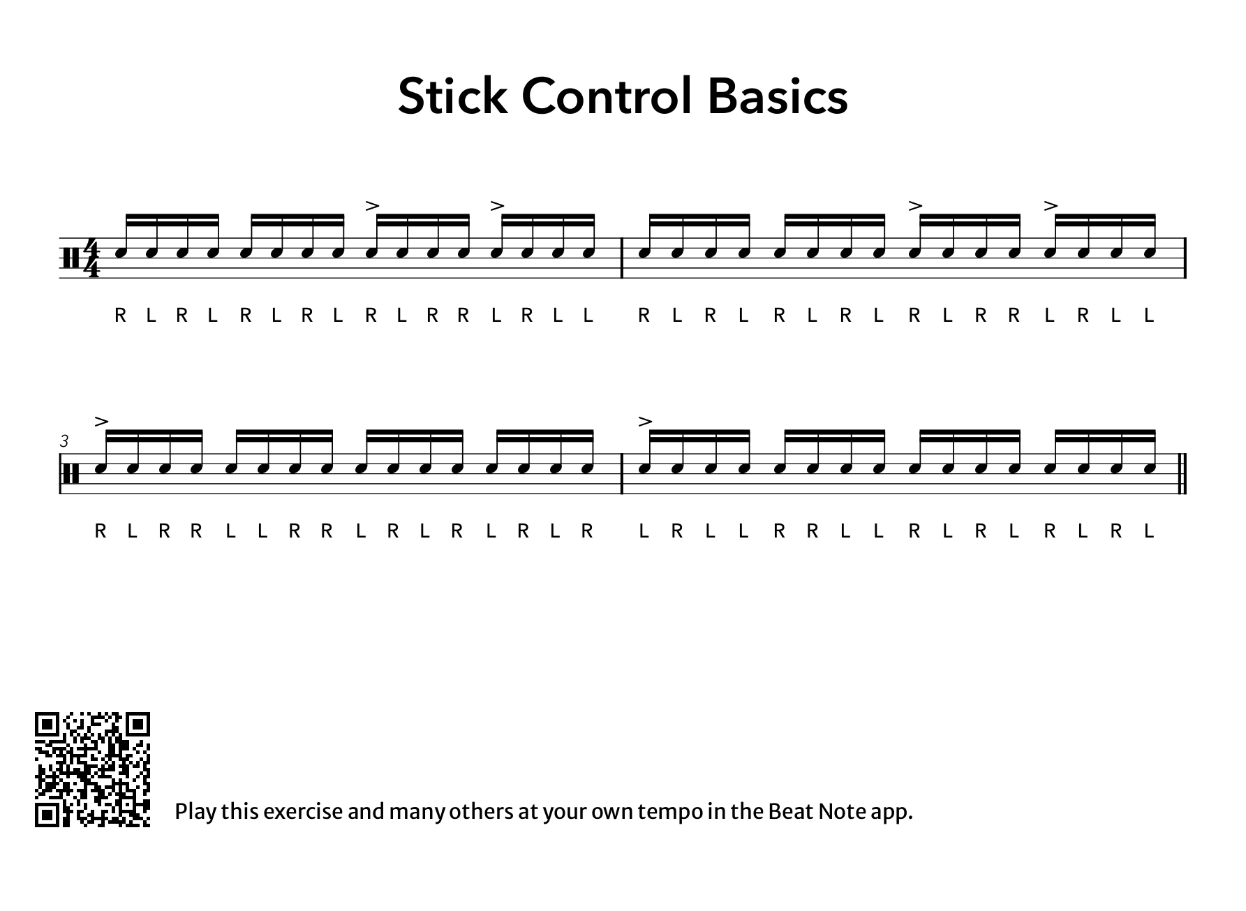 Stick Control Basics - Drum Notation