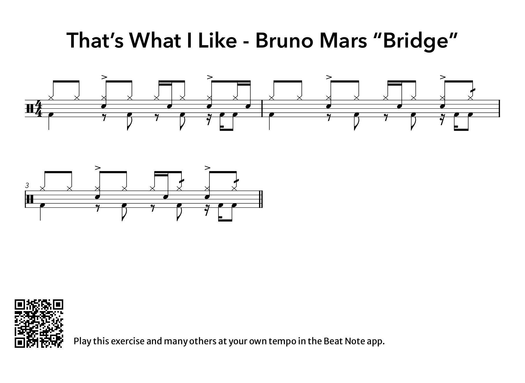 That’s What I Like - Bruno Mars "Bridge" - Drum Notation