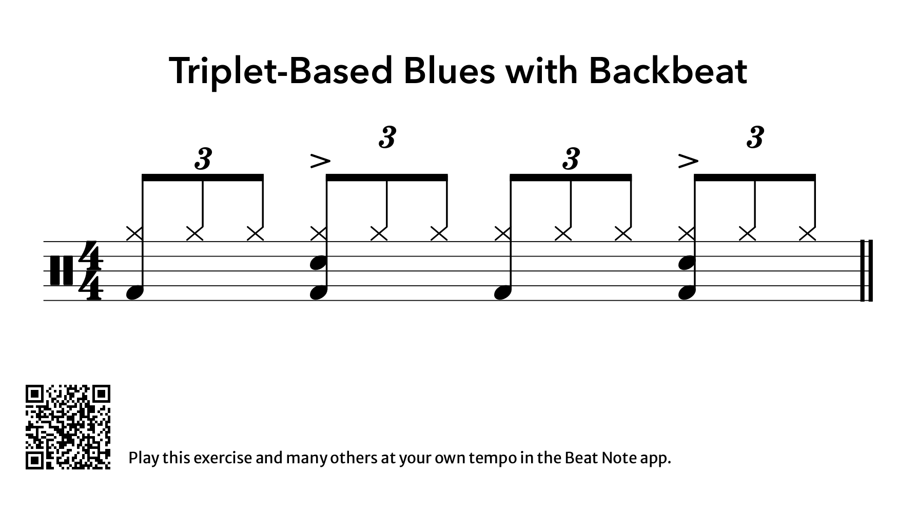 Triplet-Based Blues with Backbeat - Drum Notation