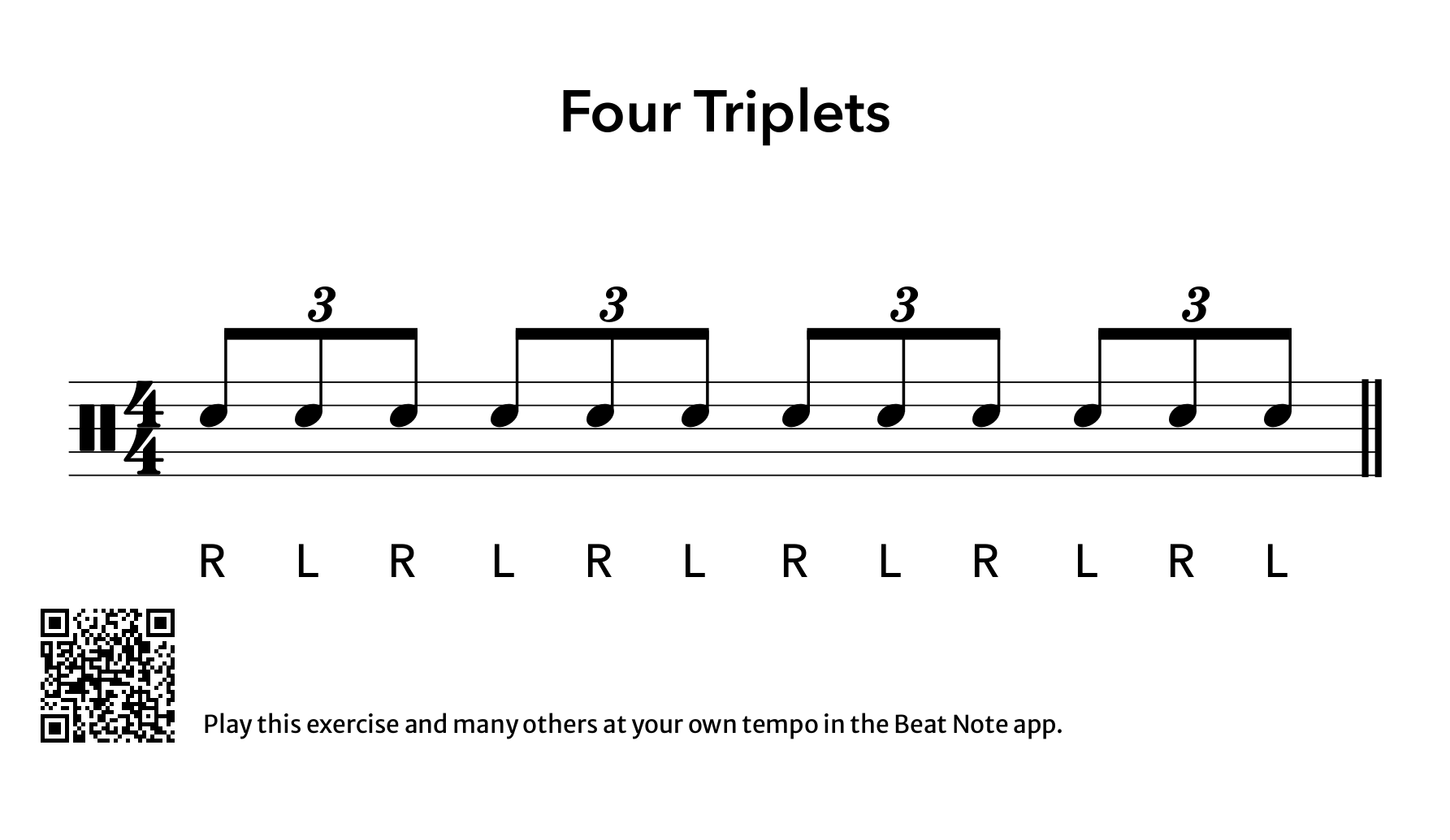 Four Triplets - Drum Notation