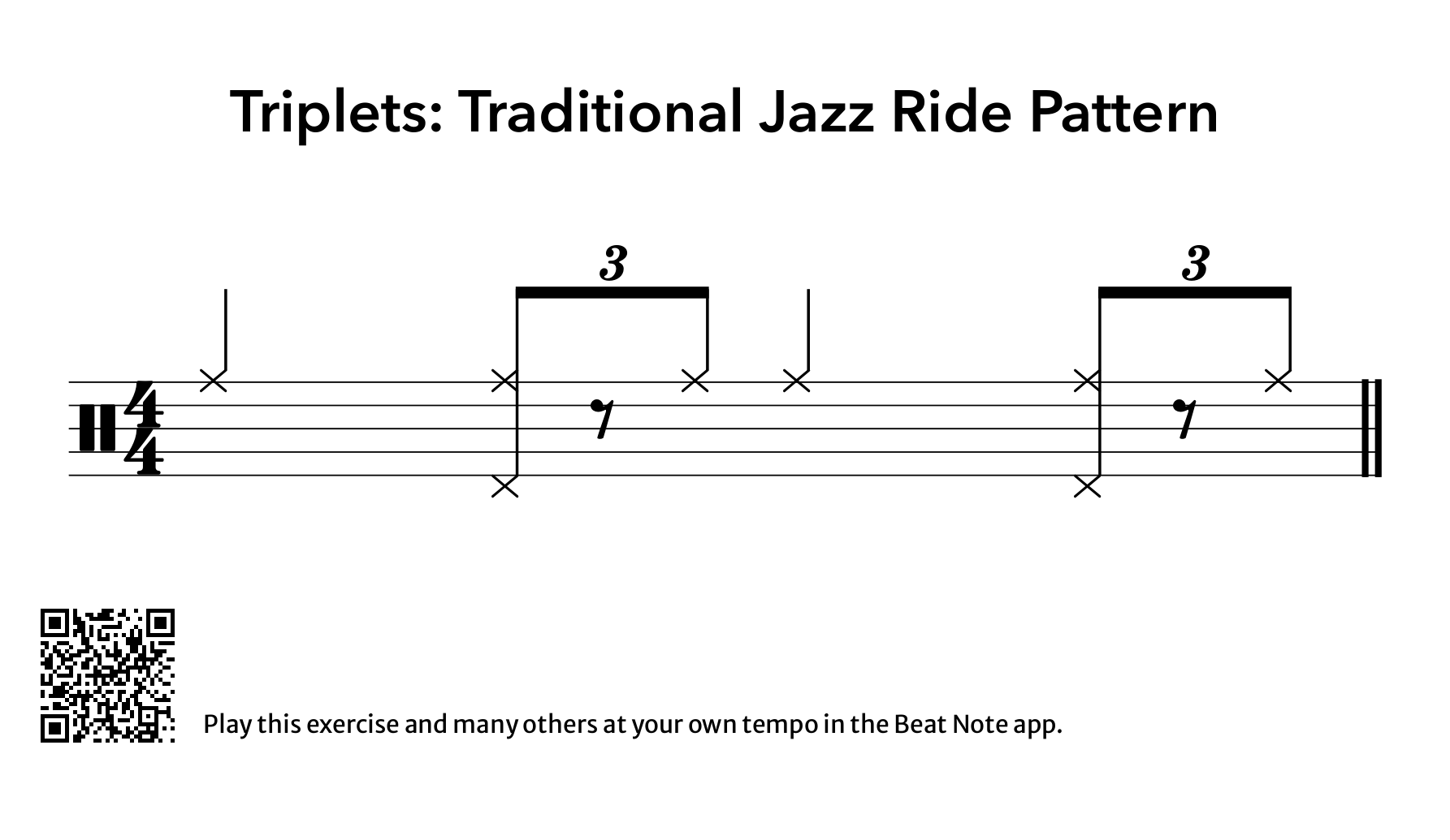 Triplets: Traditional Jazz Ride Pattern - Drum Notation