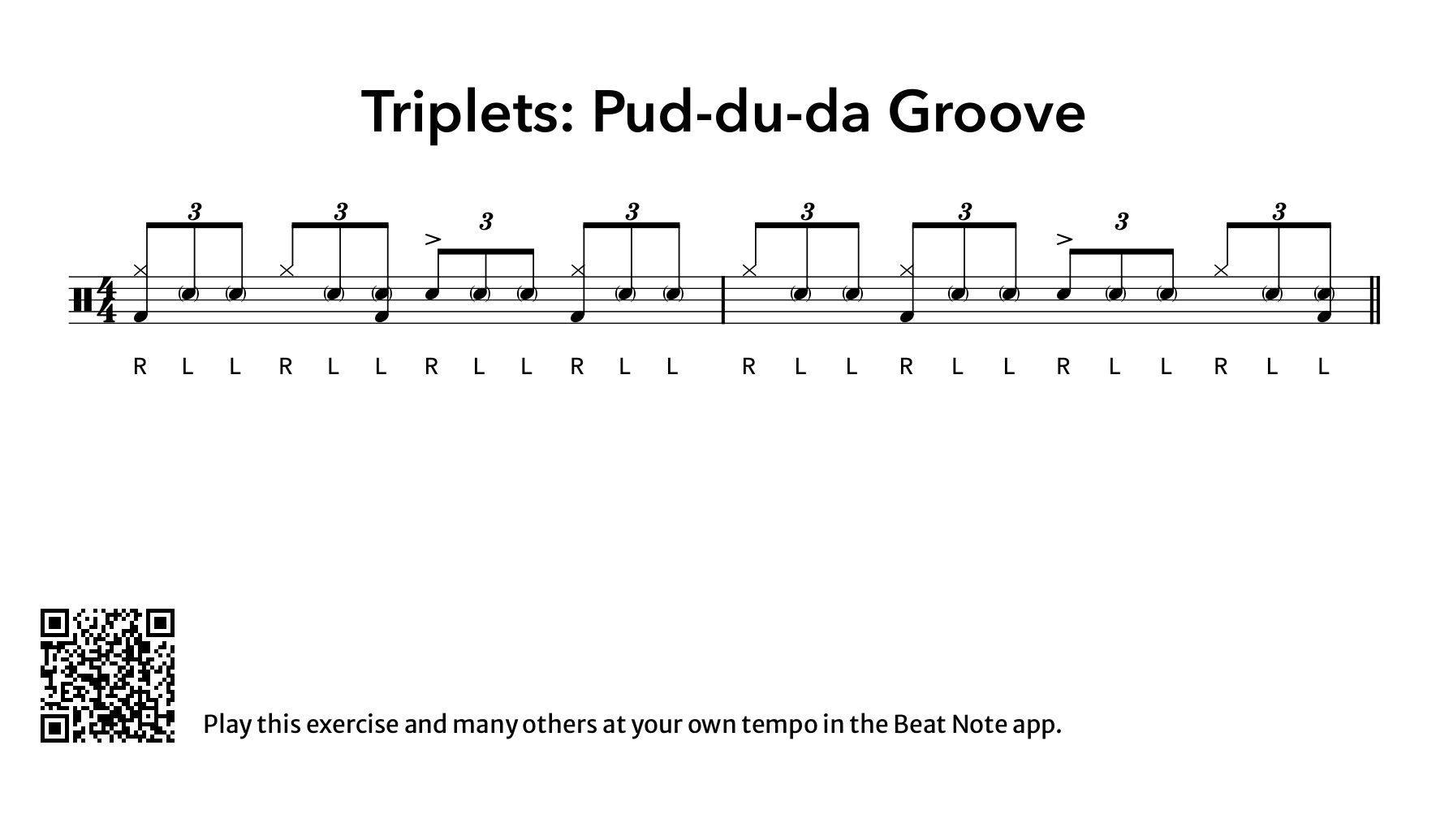 Triplets: Pud-du-da Groove - Drum Notation