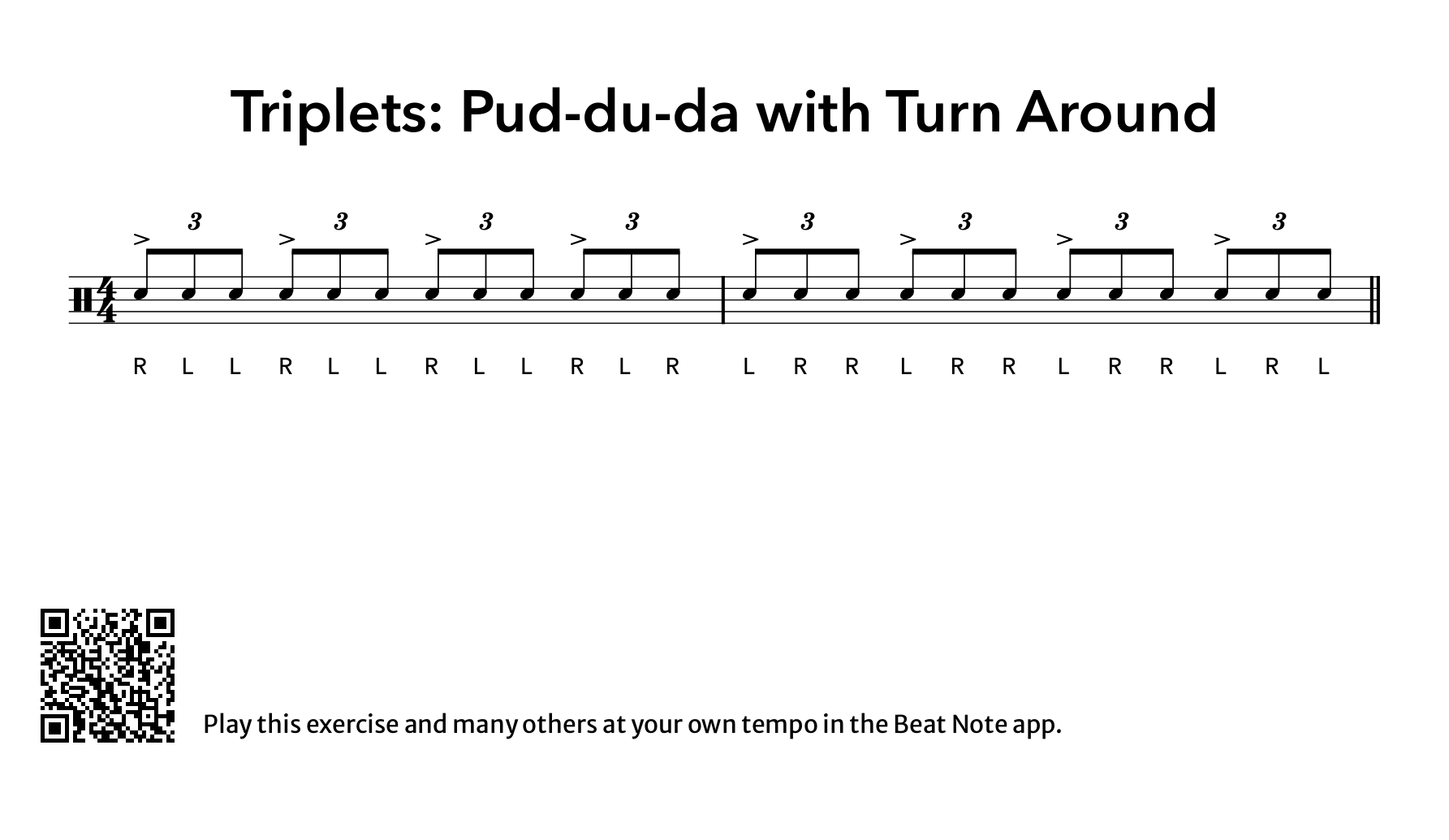 Triplets: Pud-du-da with Turn Around - Drum Notation