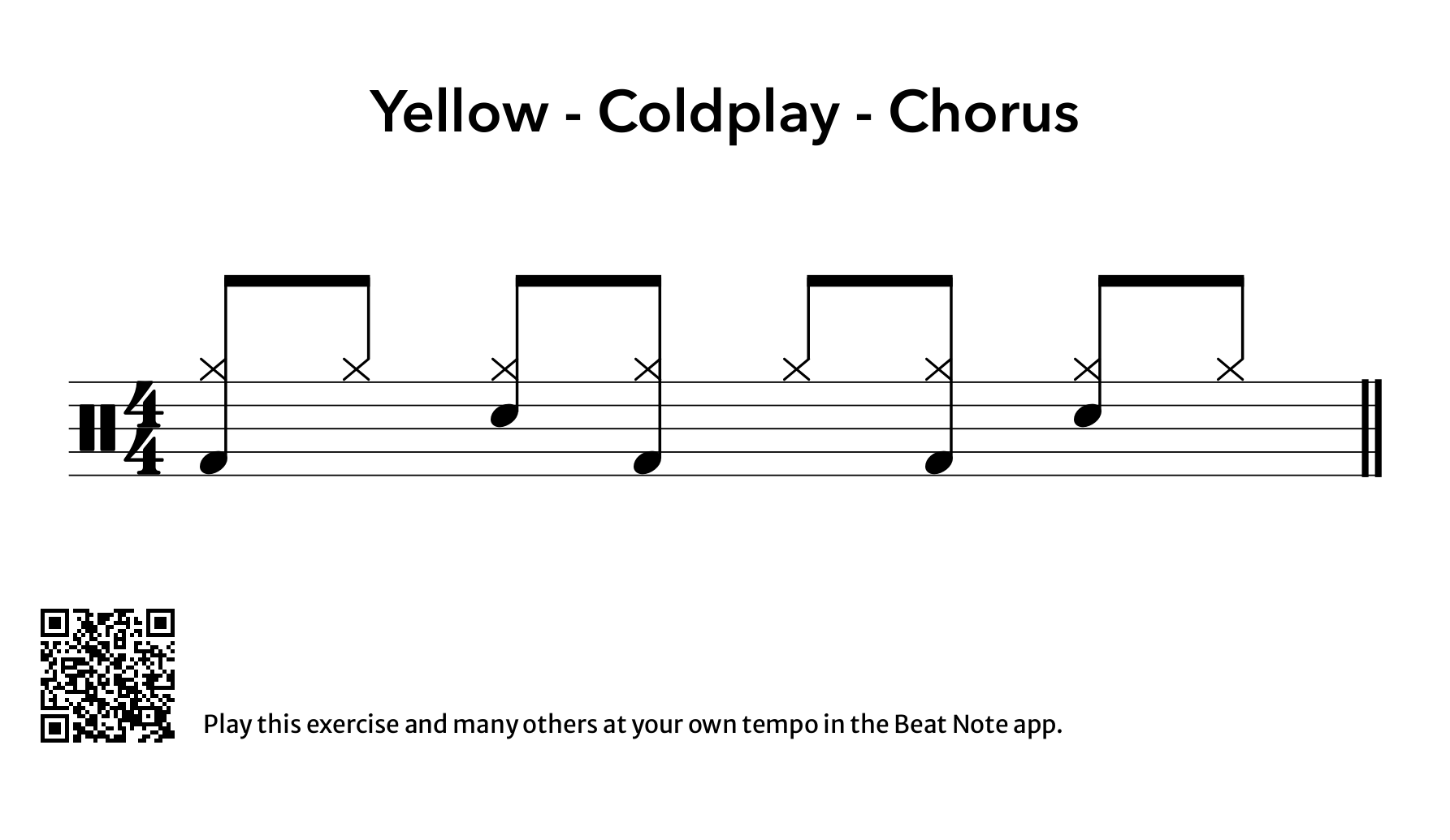 Yellow - Coldplay - Chorus - Drum Notation