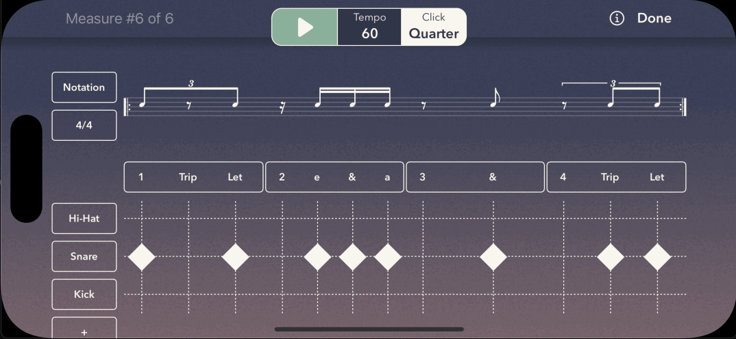 when playing the audio a playhead illustrates which beat is being played